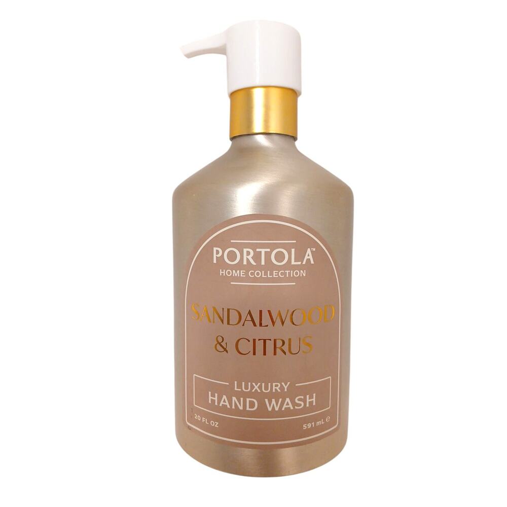 Portola Collection Luxury HAND Wash‎ Sandlewood & Citrus GOLD Metal Pump Bottle